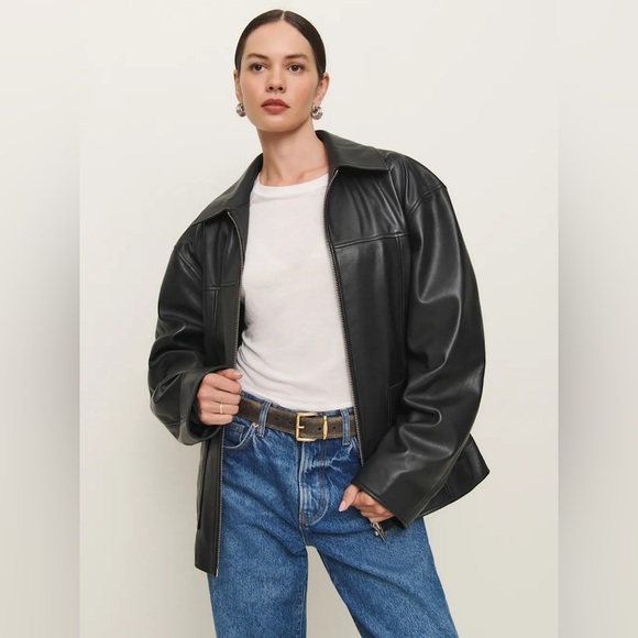 NWOT Veda Bennett Oversized Leather Bomber - Picture 2 of 13